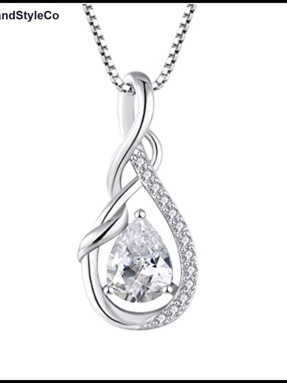 Sterling Silver Infinity Teardrop Necklace - Pendant Necklace - CZ Jewelry